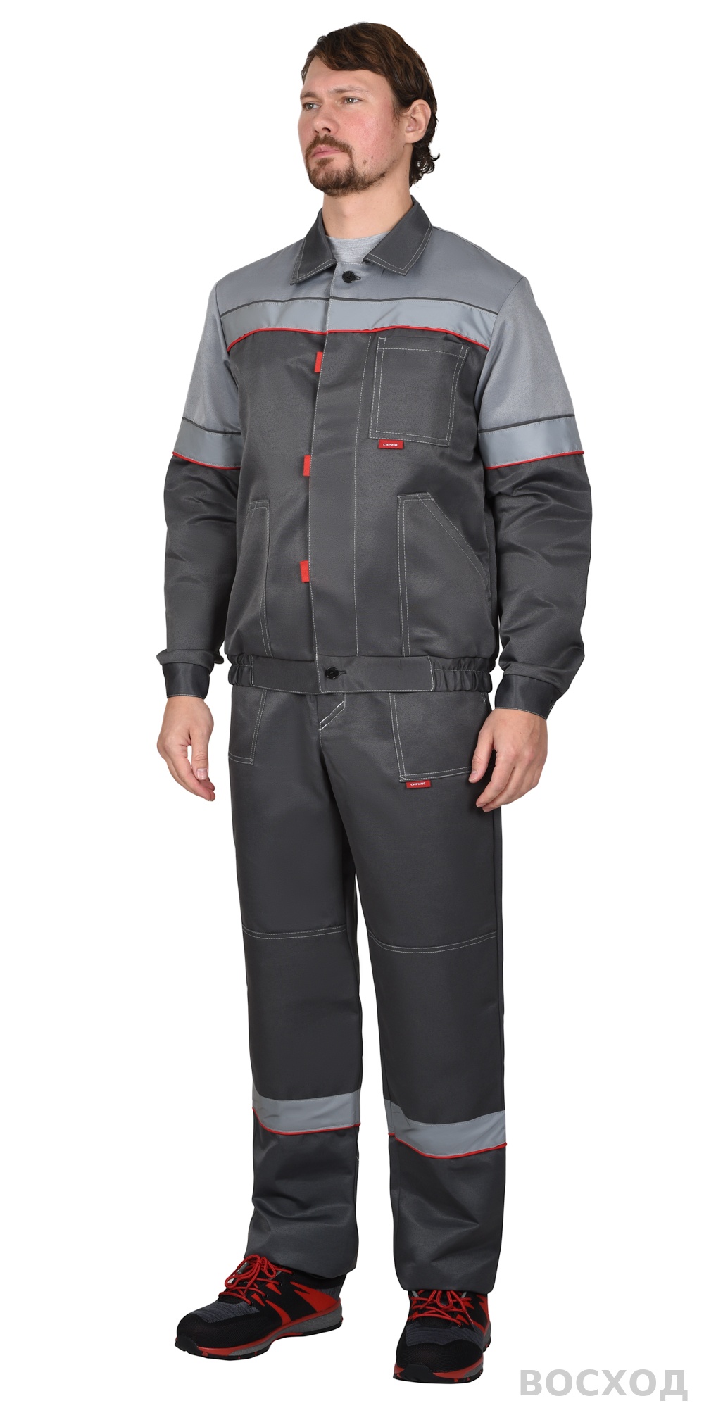 Костюм СИРИУС-ЛЕГИОНЕР куртка кор., п/к темно- со светло-серым и СОП