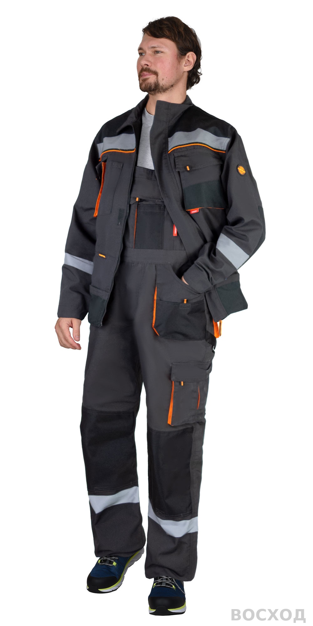 Костюм СИРИУС-СПБ куртка, п/к, темно- с черным и СОП