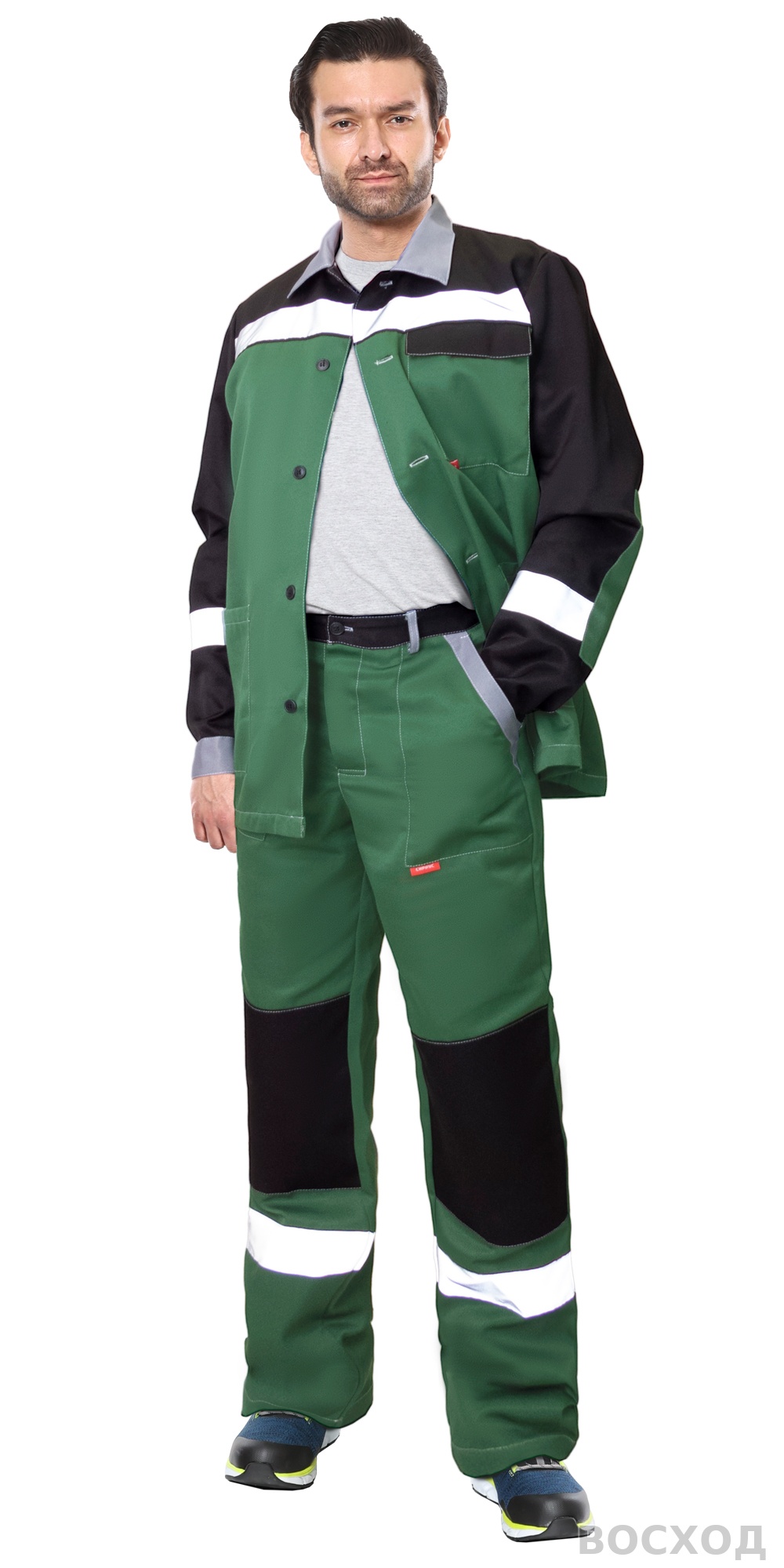 Костюм СИРИУС-ПРОФИЛЬ куртка, брюки, с черным со светло-серой отделкой и СОП