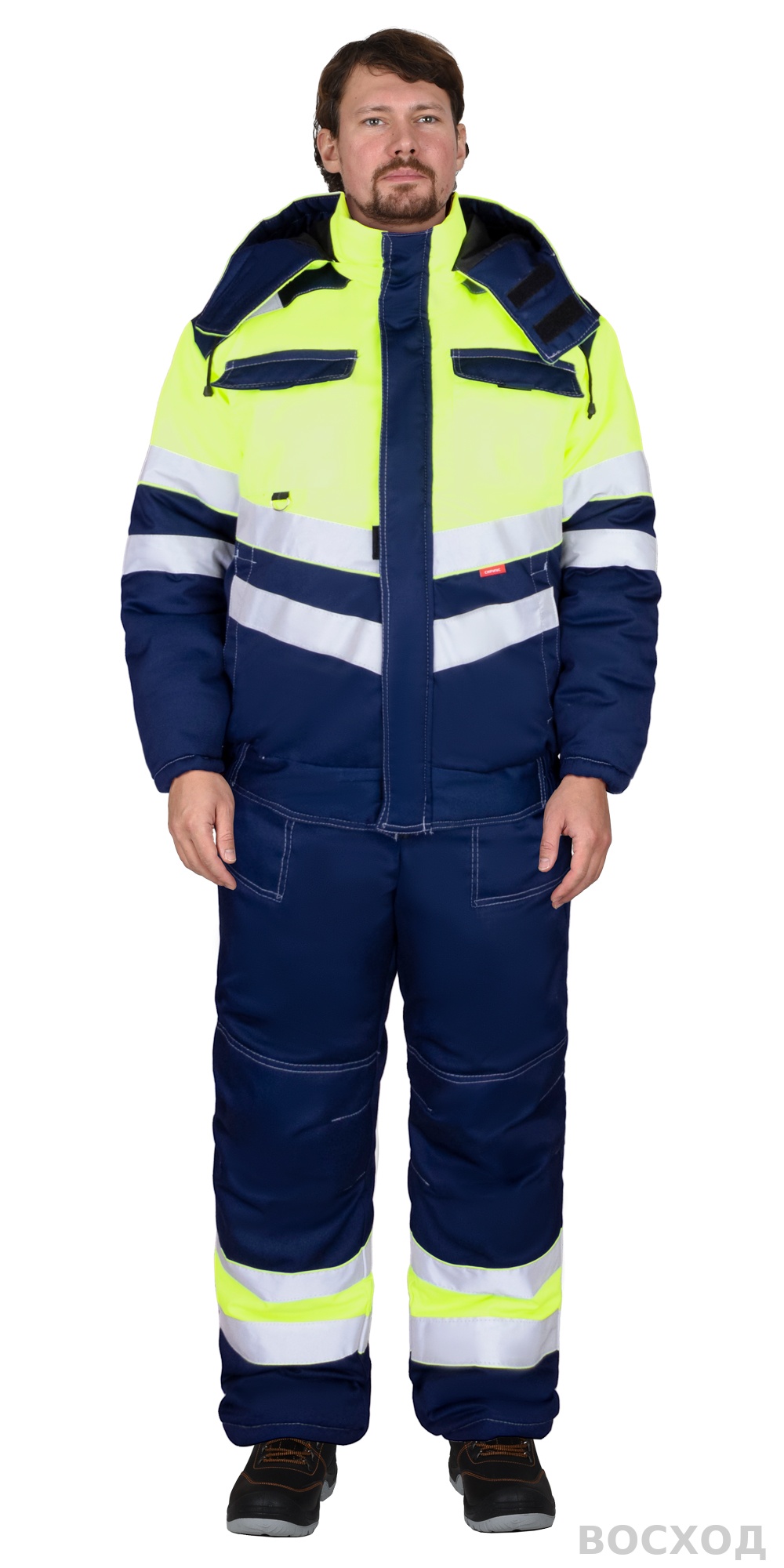 Костюм СИРИУС-НАВИГАТОР-2 зимний, куртка кор., полукомбинезон, с лимонным и СОП