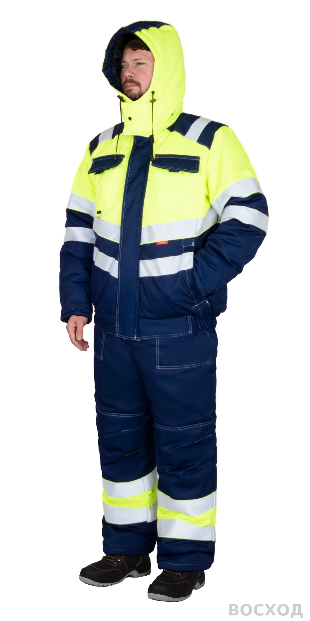 Костюм СИРИУС-НАВИГАТОР-2 зимний, куртка кор., полукомбинезон, с лимонным и СОП