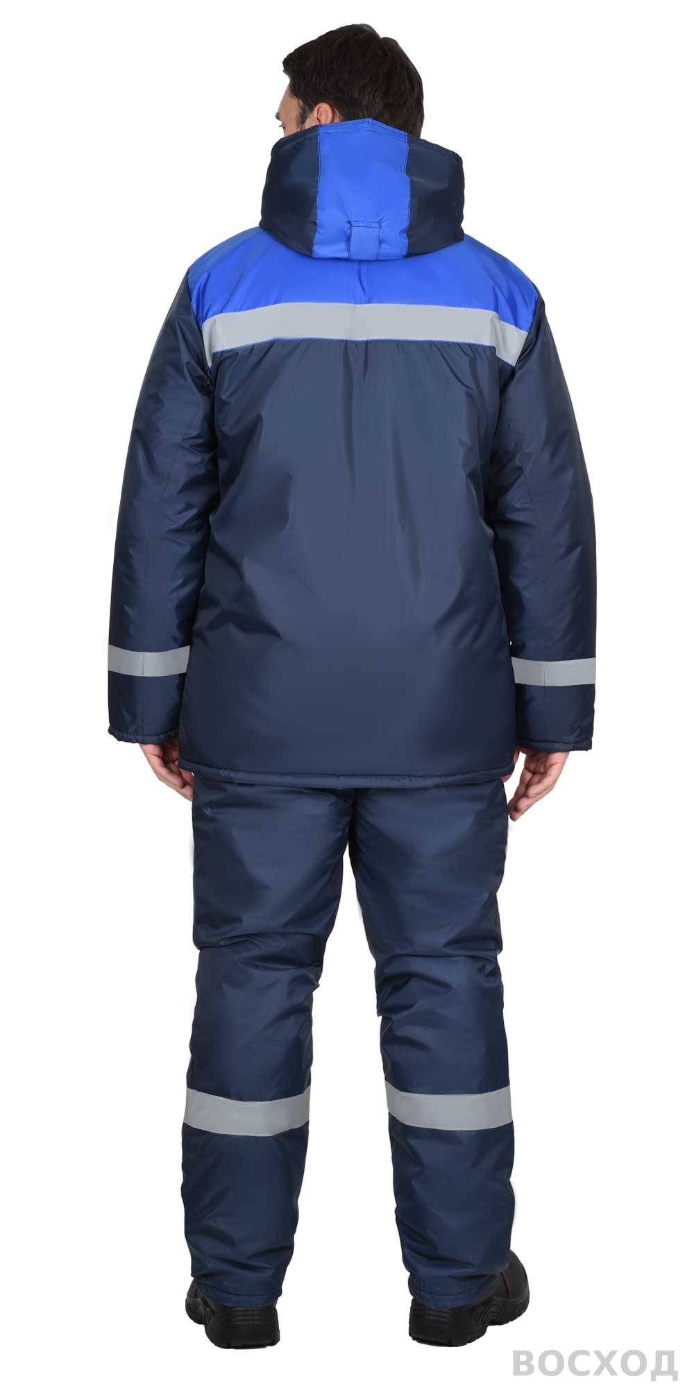 Костюм СИРИУС-РОСТ-НОРД-2 зимний, куртка, полукомбинезон, темно- с васильковым и СОП