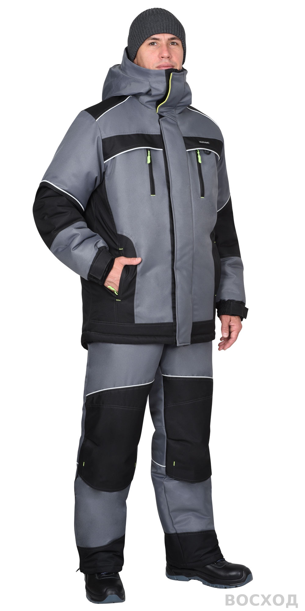 Костюм СИРИУС-АРКТИКА зимний, куртка дл., брюки, средне- с черным