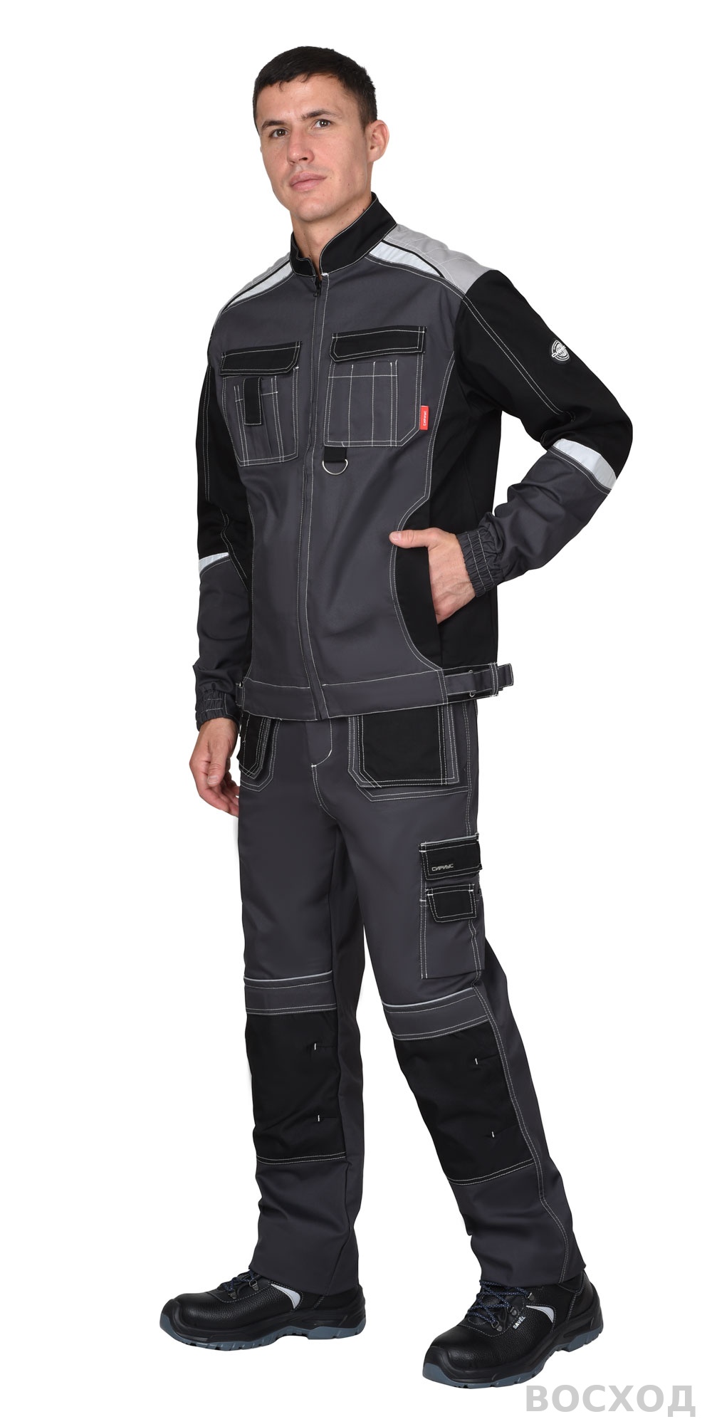 Костюм СИРИУС-МЕГА-ПРЕСТИЖ-Л куртка, брюки, темно- с черным