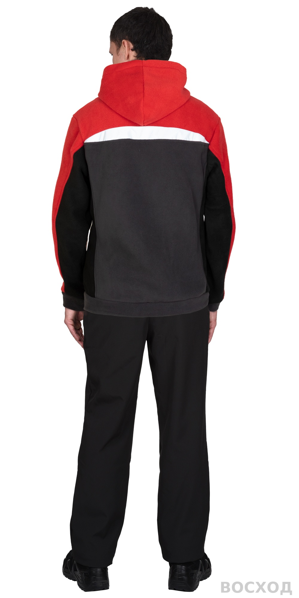 Куртка флисовая серая с красным, черным и СОП (ФАВОРИТ-МЕГА)