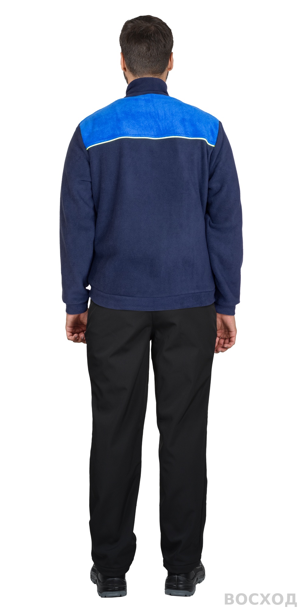 Куртка флисовая тёмно-синяя с васильковым и лимонным кантом (ФАВОРИТ)