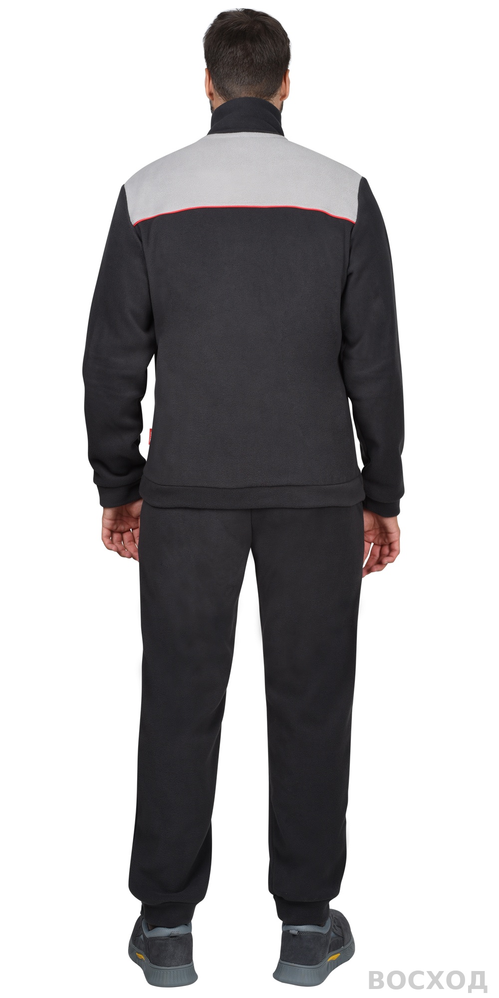 Куртка флисовая тёмно-серая со светло-серым, красный кант (ФАВОРИТ)