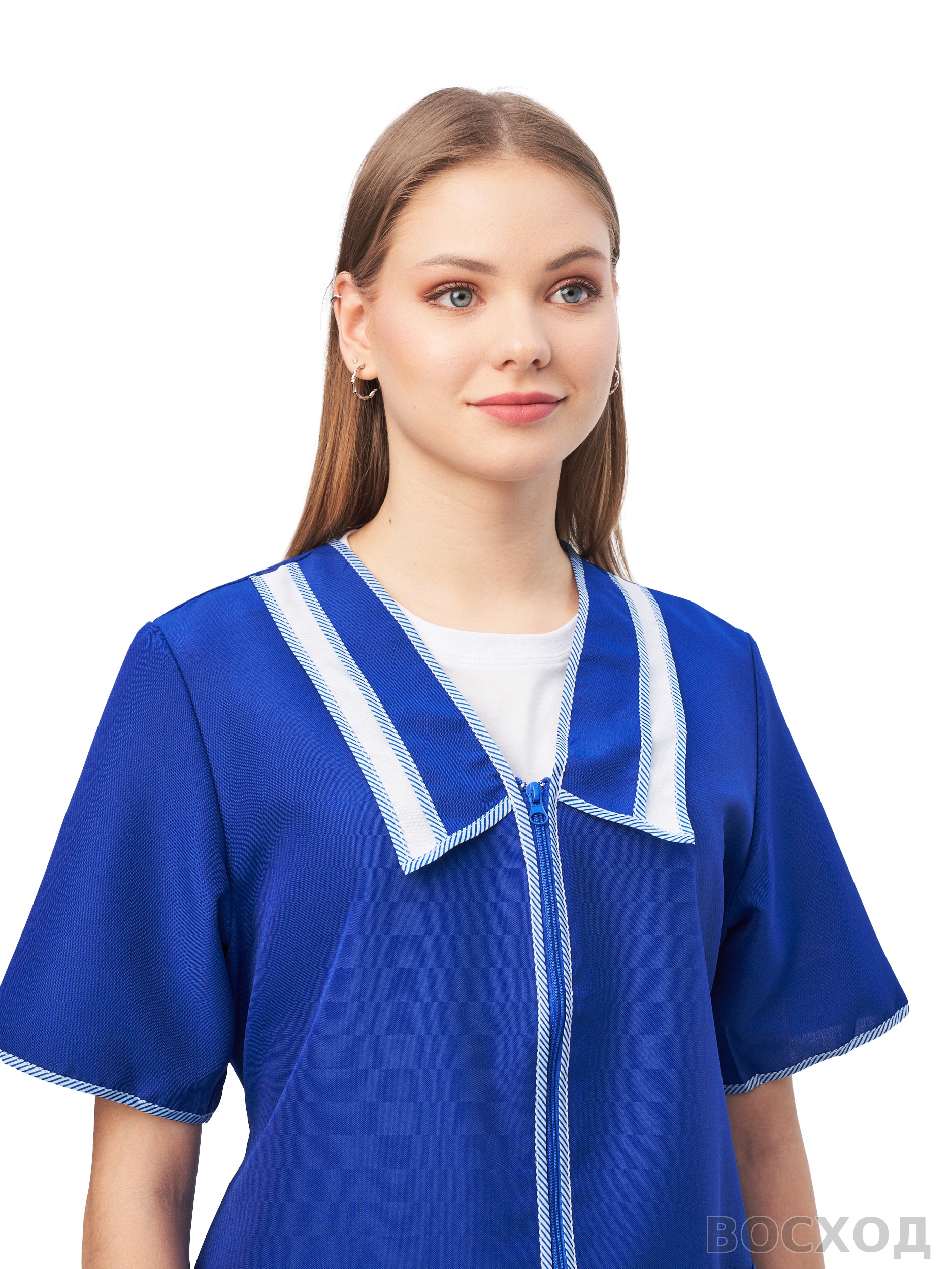 Халат женский "Сакура" васильковый - изображение 3