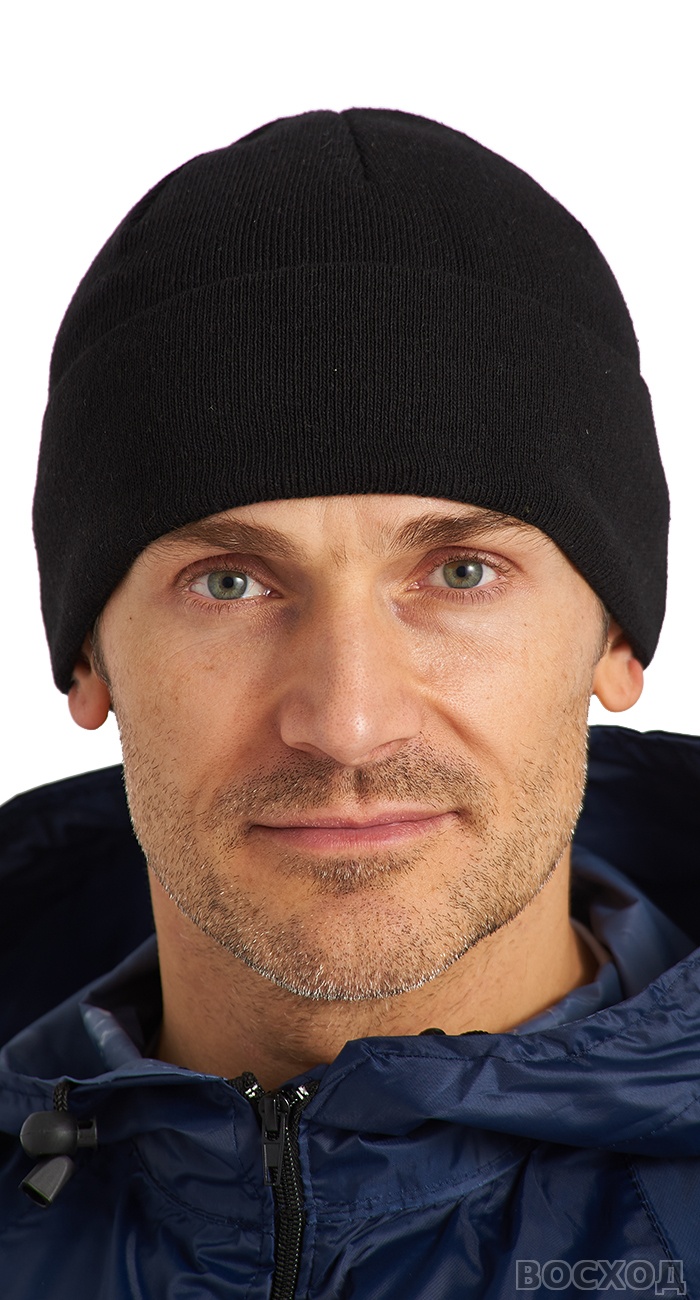 Шапка на флисе трикотажная черная класс 12 - изображение 1