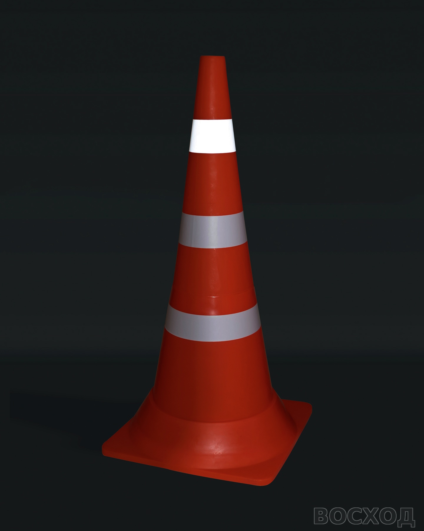 Конус сигнальный дорожный КС-3.5 750 мм. мягкий оранжевый с двумя белыми полосами и СОП