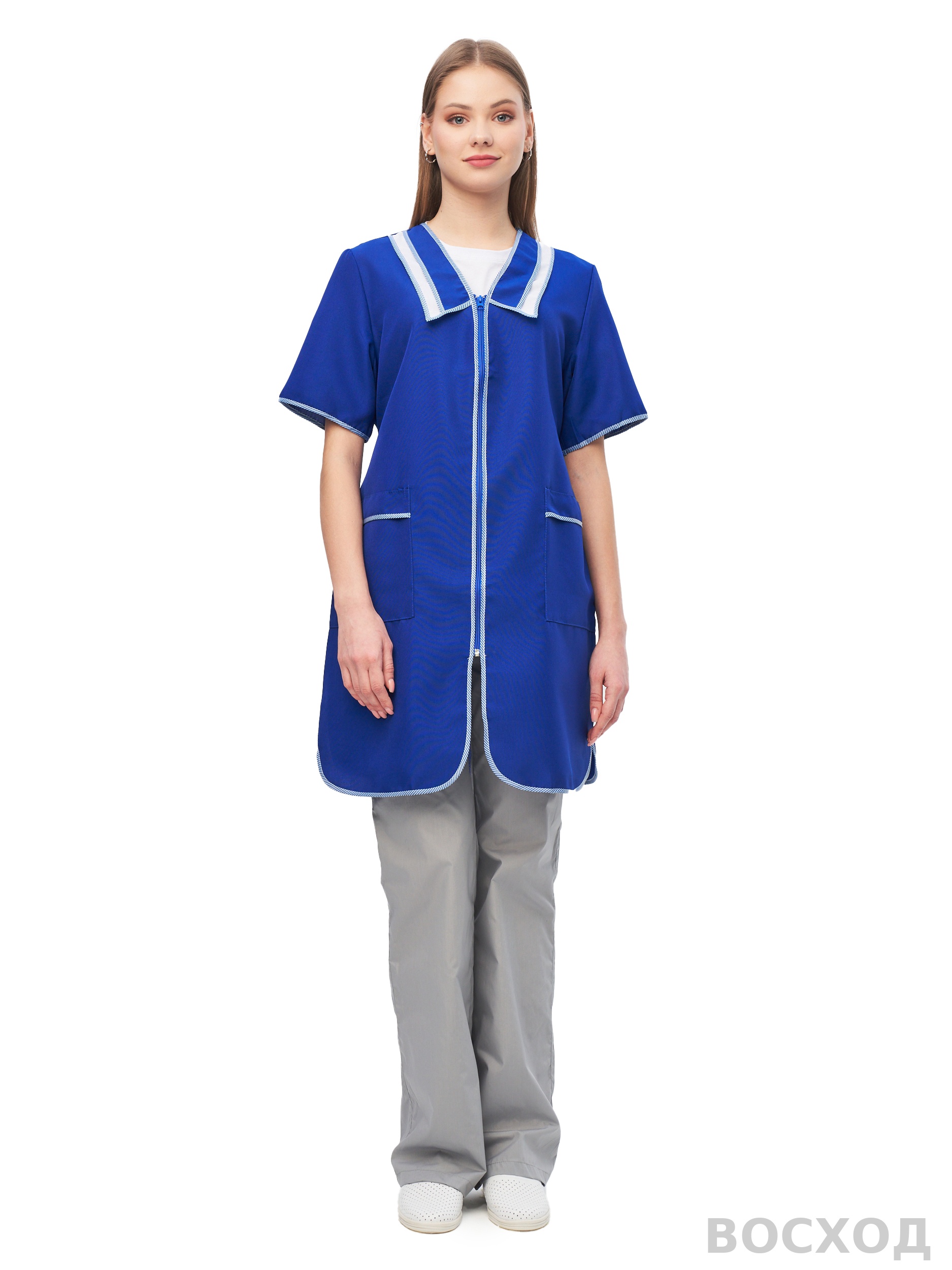 Халат женский "Сакура" васильковый - изображение 2