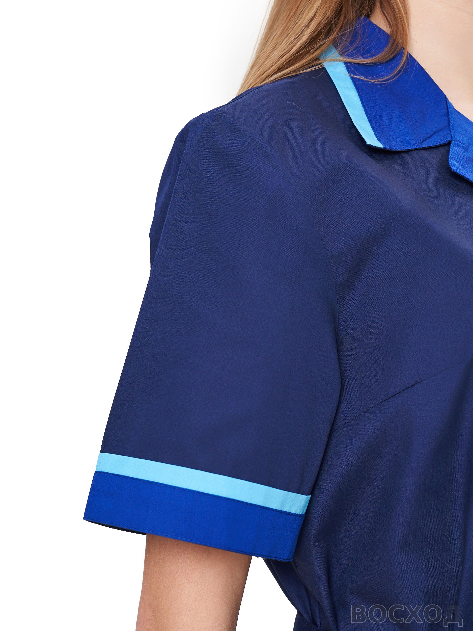 Халат женский "Прибой" т.синий/васильковый/голубой - изображение 4