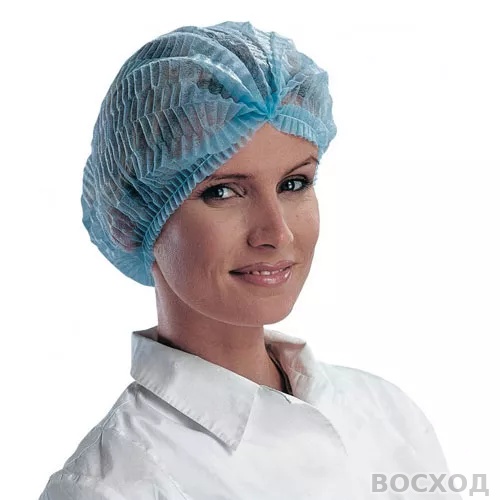 Шапочка одноразовая Шарлотта (спандбонд) голубая, (уп.100 шт.) - изображение 1